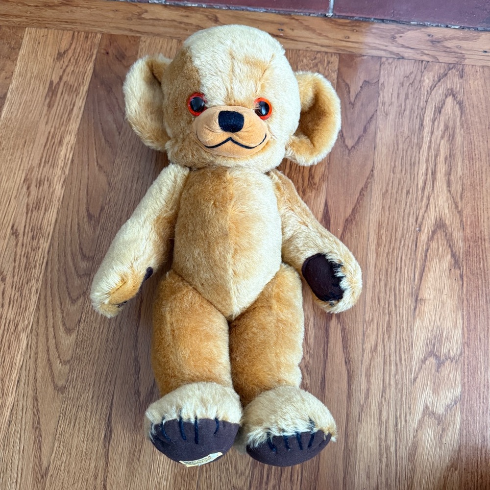 Vintage MerryThought cheeky mohair jointed bear with bells